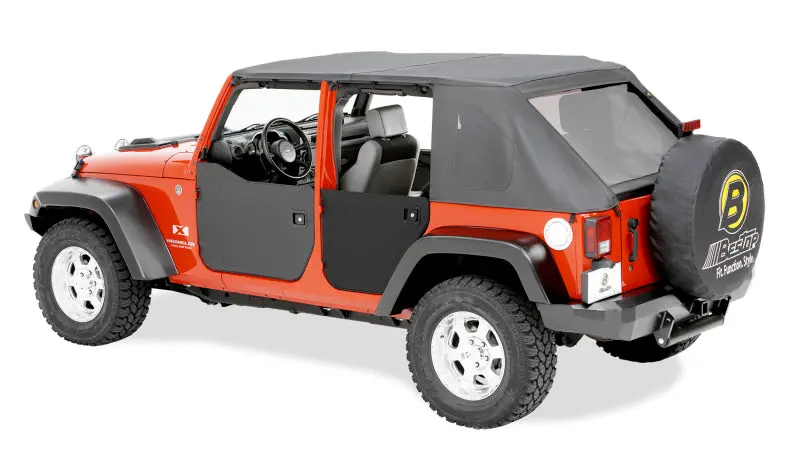Bestop 4-Door Lower Fabric Doors Black Diamond (Rear): Jeep Wrangler Jk 2007-2018 3.6L/3.8L 1