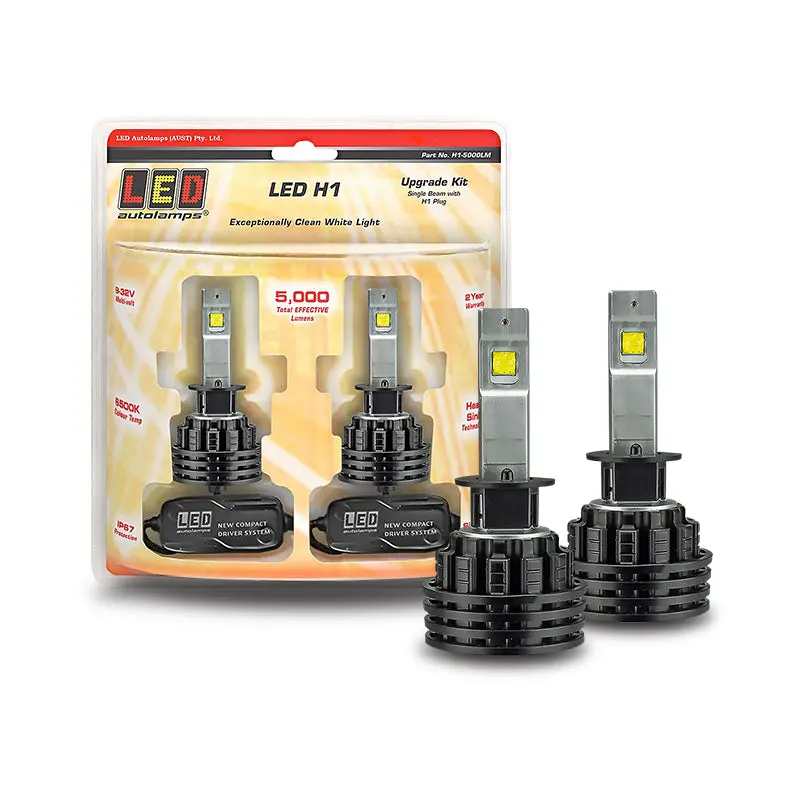 Led Autolamps H1-5000Lm 9/32V H1 Led Headlight Kit Single Beam Twin Blister 1