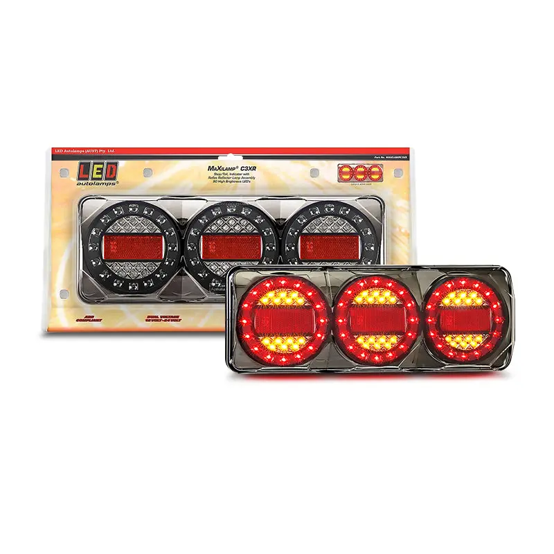 Led Autolamps Maxilampc3xr 12/24V Stop/Tail/Indicator/Reflector Led Black Chrome Housing Blister Pack 1