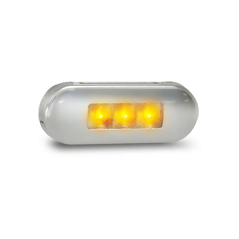 Led Autolamps 86Amb 12/24V Amber Marker Clear Lens Coloured Leds Stainless Steel Bezel 1