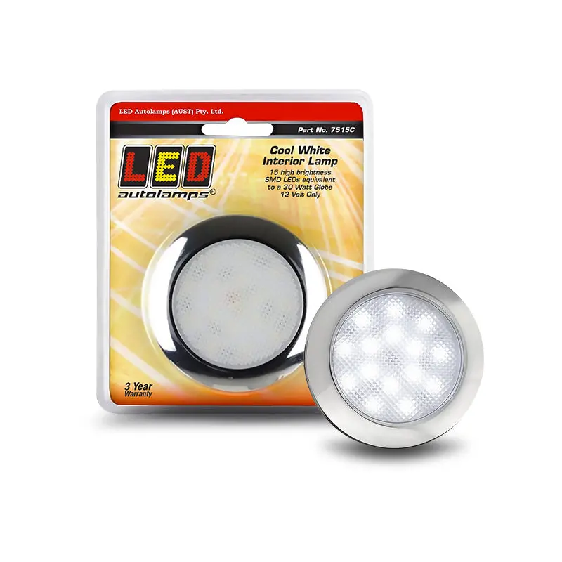 Led Autolamps 7515C 12V Led Interior Lamp Cool White W/ Chrome Bezel Blister Pack 1