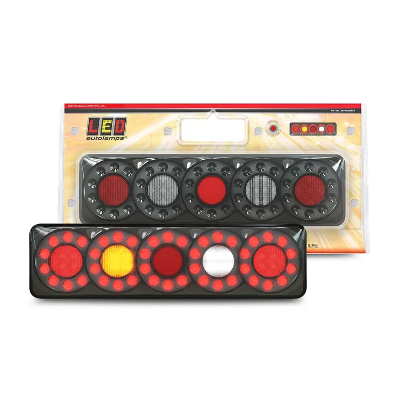 Led Autolamps 3851Arwm-2 Stop/Tail/Ind/Rev 5 Circle Tail Light Chrome Tinted Lens 1