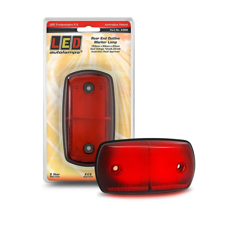 Led Autolamps 69Rm Rear End Outline Marker Red 12/24 Volt - 120 X 69 X 20Mm - Blister 1