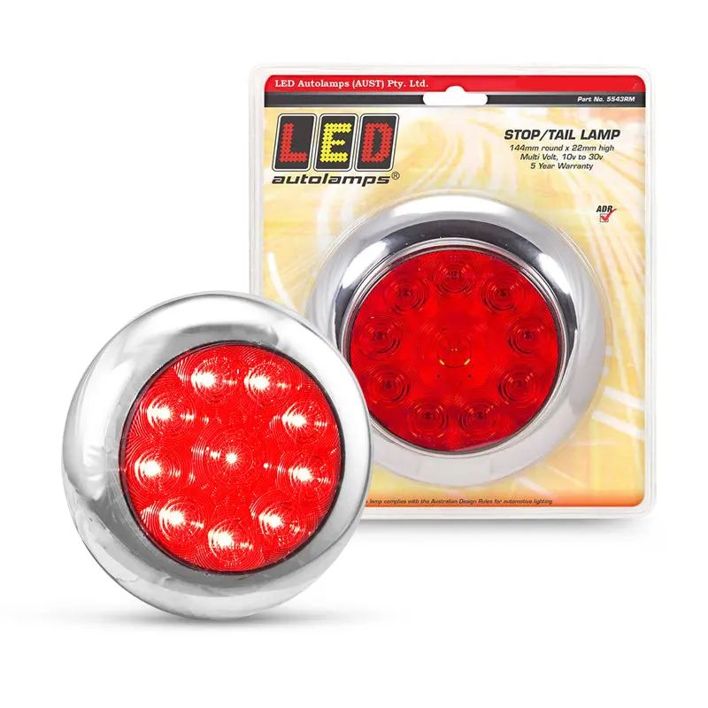 Led Autolamps 5543Rm Multi Volt Round Stop/Tail/Turn Lamp Chrome 1