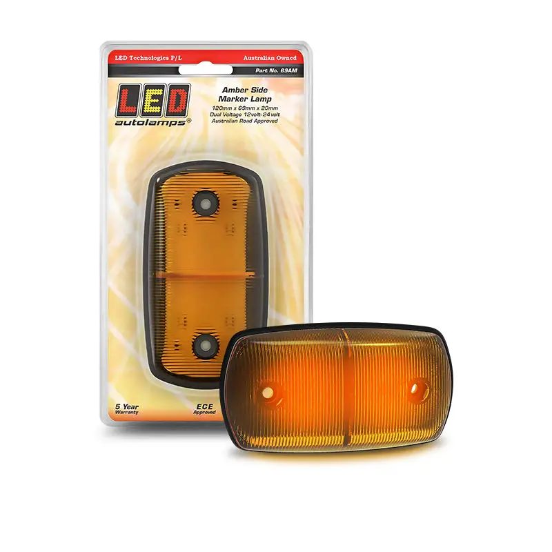 Led Autolamps 69Am Side Marker Amber 12/24 Volt - 120 X 69 X 20Mm - Blister 1