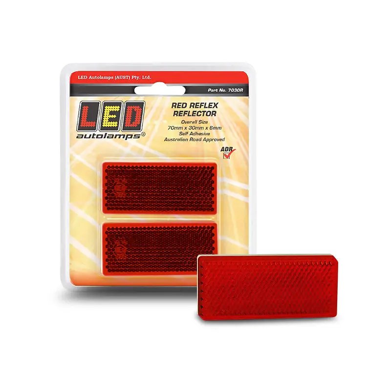 Led Autolamps 7030R Red Reflector Self Adhesive 70X30x6mm Twin Blister Pack 1