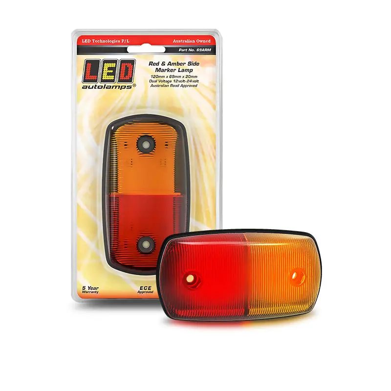 Led Autolamps 69Arm 12/24V Amber/Red Side Marker Light Blister Pack 1