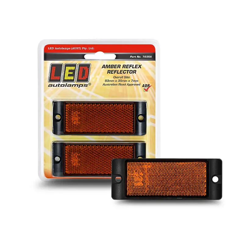 Led Autolamps 7035A Amber Reflector With Mounting Bracket Twin Blister Pack 1