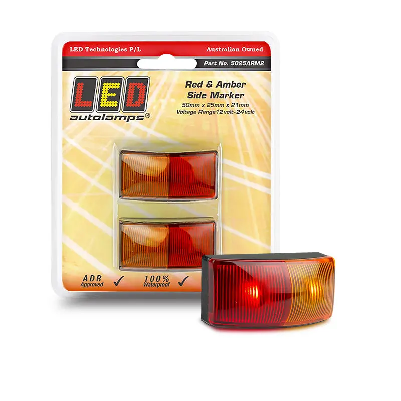 Led Autolamps 5025Arm2 Red/Amber Side Marker Twin Blister 1