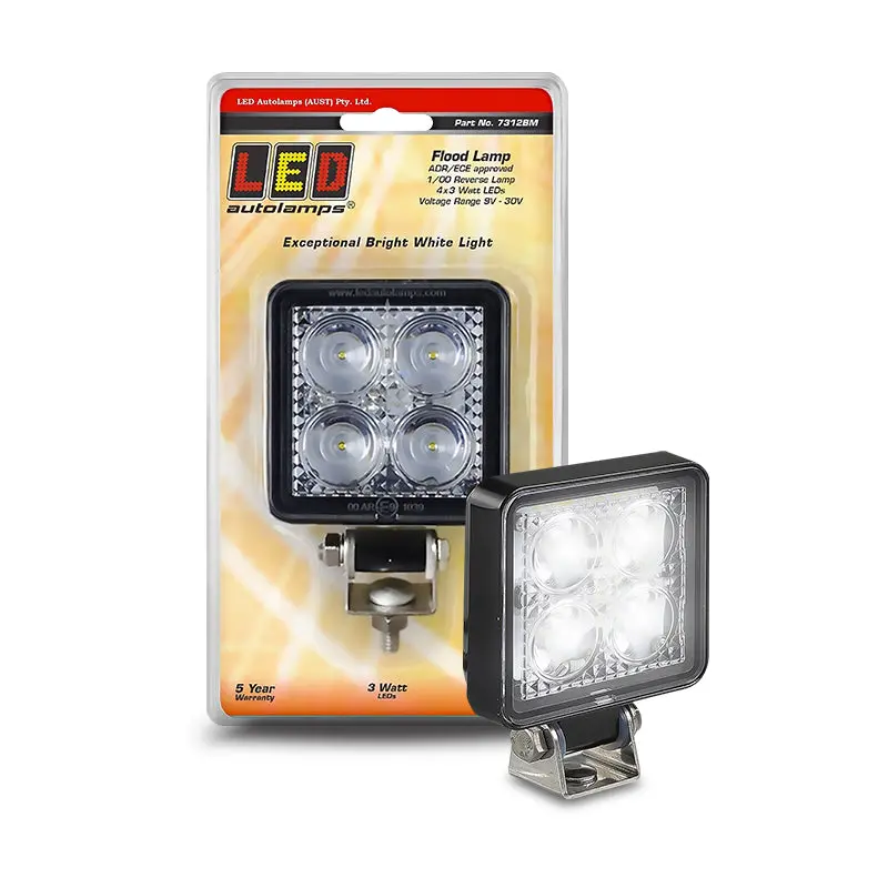 Led Autolamps 7312Bm 9/30V 12 Watt Flood Lamp/Reverse Lamp Blister Pack 1