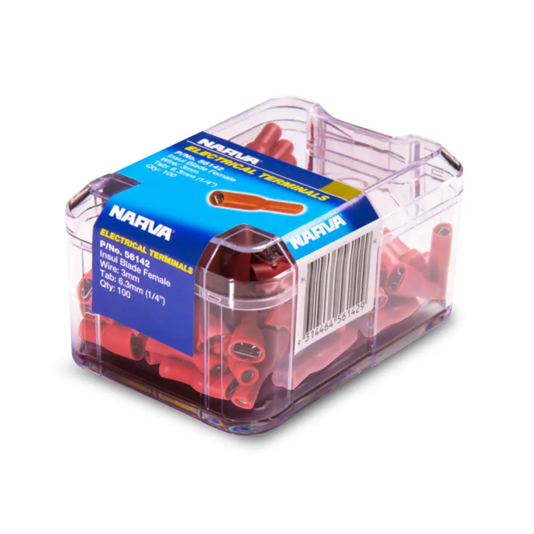 Narva 56142 Red | Female Crimp Terminal 6.3 X 0.8Mm Blade Connector | Vinyl Insulated | 100 Pack 2