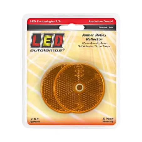 Led Autolamps 66A Twin Blister Amber Round Reflector Ece 1