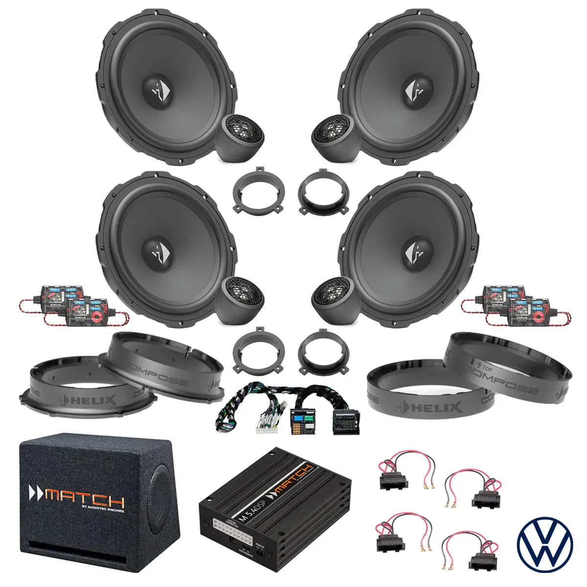 Vw Tiguan - Speaker & Subwoofer Dsp Amplified Package | Helix Ci3 2