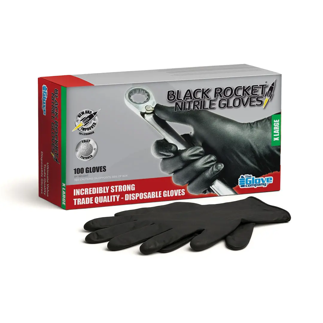 Rocket 130004 Tgc Black Nitrile Gloves Xl Industrial Strength 100 Pack 1