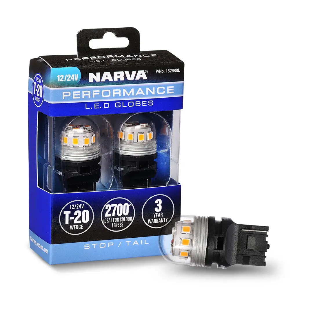 Narva 18268Bl | 12V Gen Iii Led T20 W21/5W Wedge Globes 2 Pack 1