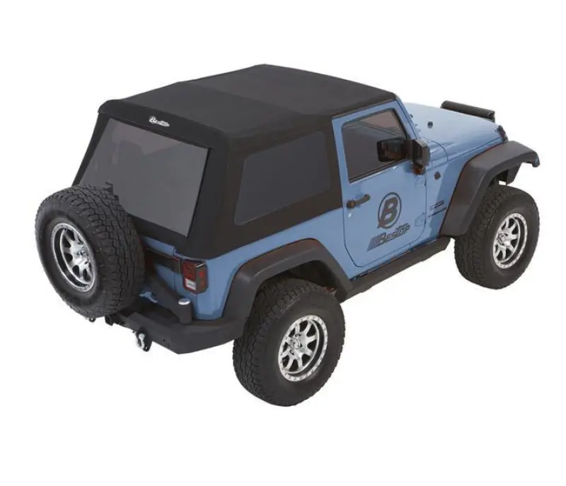 Bestop 2-Door Trektop Glide Premium Black Twill (Roof): Jeep Wrangler Jk 2007-2018 3.8L/3.6L 1