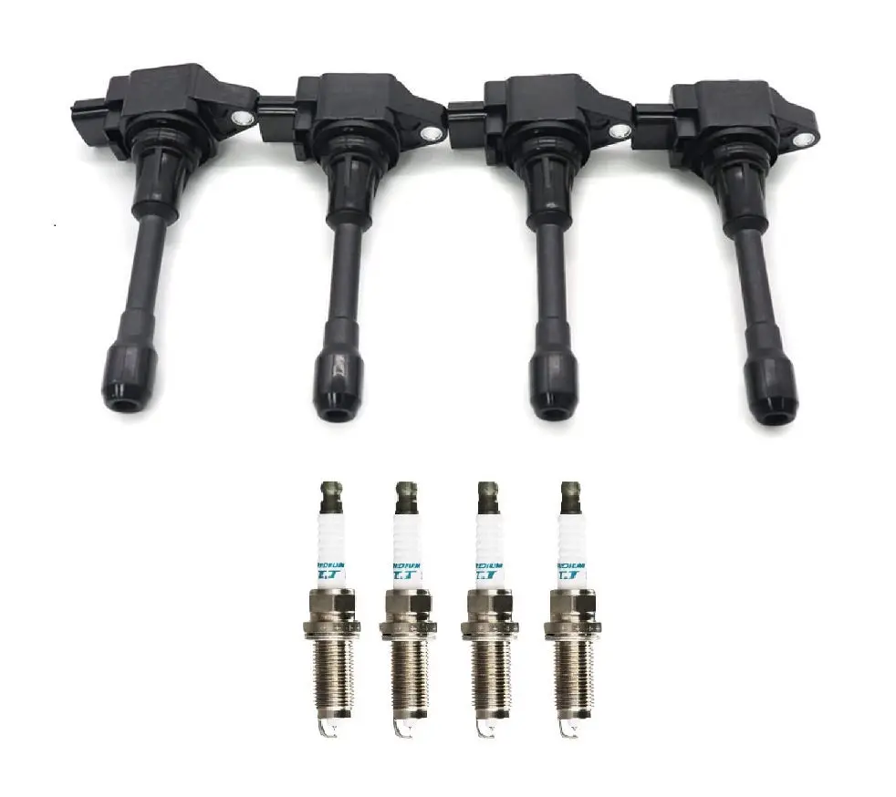 4 X Ignition Coils + Spark Plugs For Nissan Tiida C11 2004 - 2012 Hr15de 1.5 1