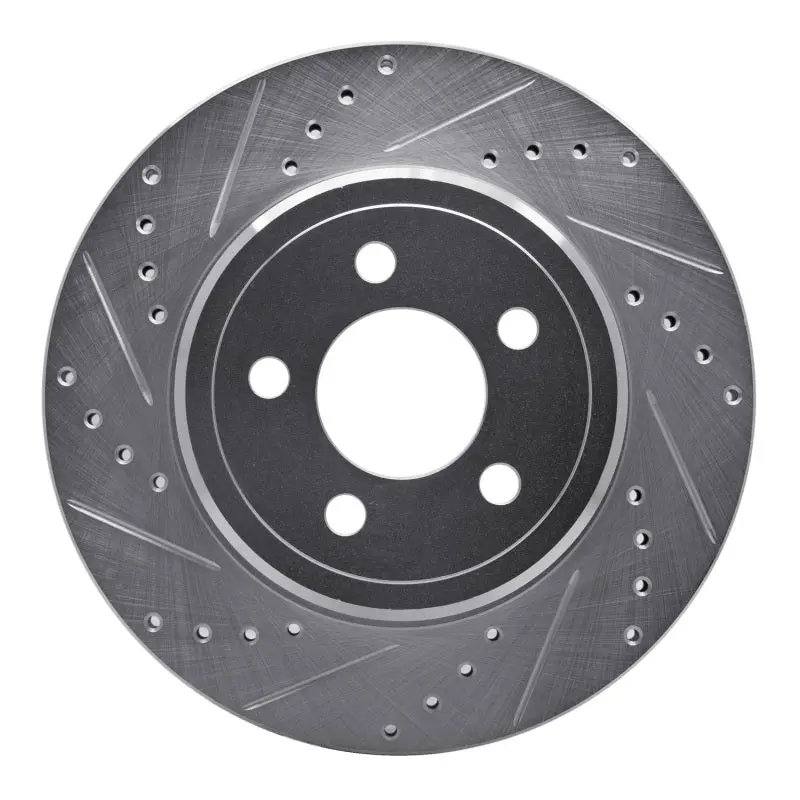 R1 Concepts Drilled & Slotted Brake Rotor (Rear Left): Fits Chrysler 300 / Dodge Challenger / Charger 2005-2024 W/ Silver 1