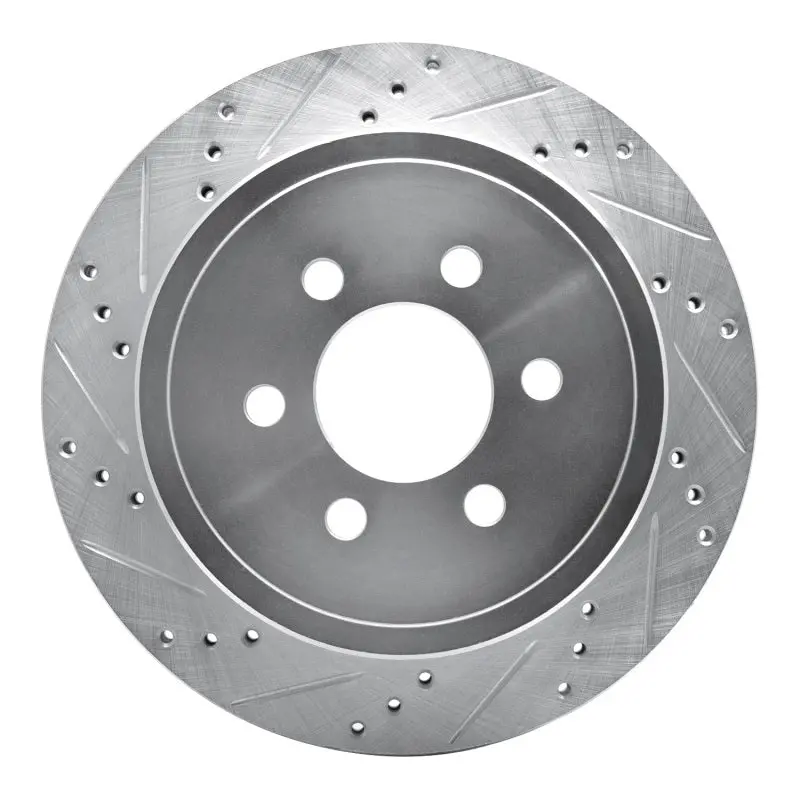 R1 Concepts Rear Drilled & Slotted Brake Rotor (Rear Left): Dodge Durango 1998-2003 3.9L/4.7L 1