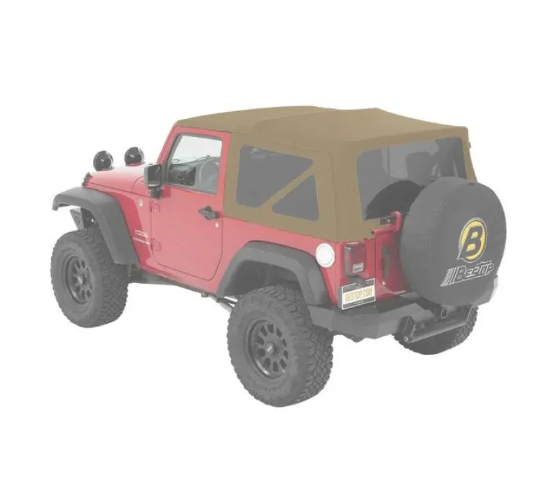 Bestop Jk 2-Door Window Set Pebble Beige Twill (F&R): Jeep Wrangler 2007-2018 3.8L/3.6L 1