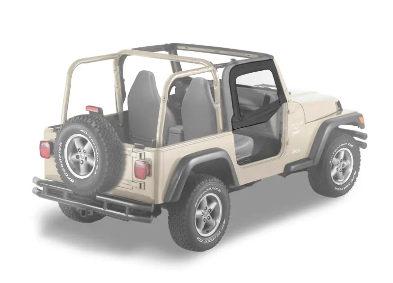 Bestop Upper Fabric Half Doors Black Denim (F&R): Jeep Wrangler Tj 1997-2006 4.0L 1