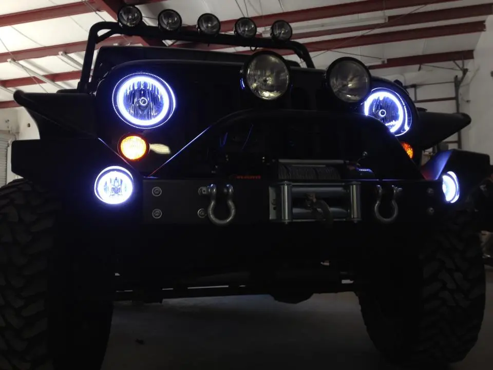 2007-2016 Jeep Wrangler Led Fog Light Halo Kit By Oracle 1
