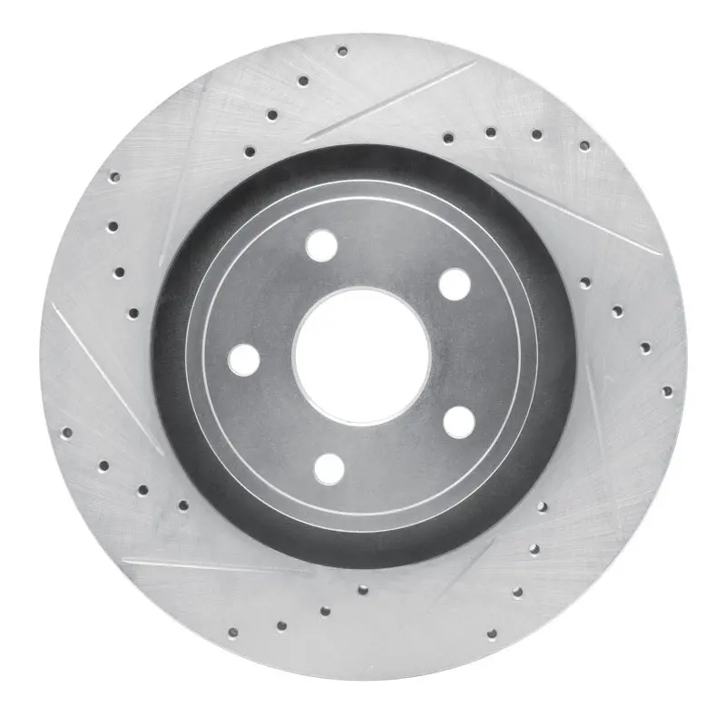 R1 Concepts Drilled & Slotted Brake Rotor (Front Left): Jeep Grand Cherokee 2006-2010 6.1L Srt8 - Silver 1