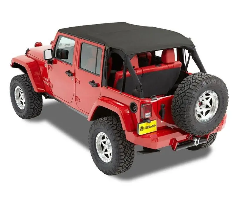 Bestop 4-Door Header Safari Cable Bikini Black Diamond (F&R): Jeep Wrangler Jk 2010-2018 3.6L/3.8L V6 1