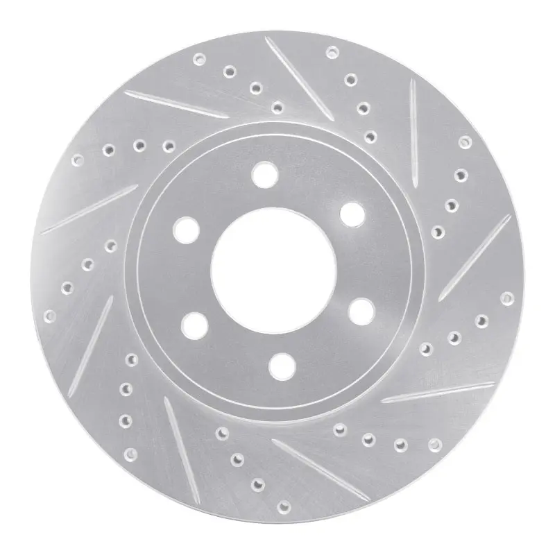 R1 Concepts Drilled & Slotted Brake Rotor (Front Right): Dodge Durango 1998-2003 3.9L / 4.7L W/ Silver 1