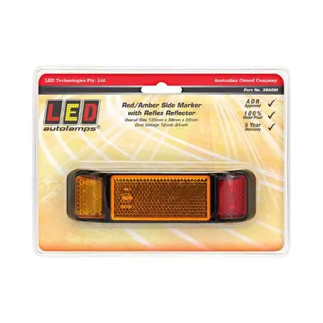 Led Autolamps 38Arm Side Marker Light Red/Amber 12 Or 24V 1