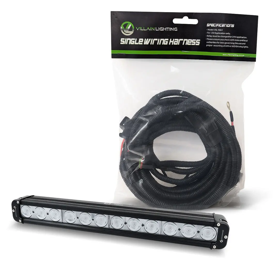 Villain Lighting 20" Led Light Bar + 12V Wiring Kit Bundle 1