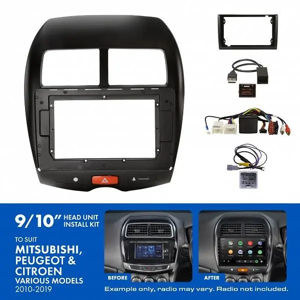 Aerpro Akmb14 | 9/10" Install Kit Suit Mitsubishi & Peugeot 2010 - 2019 (Compatible With Pioneer Dmh-Ap6650bt & Kenwood Dmx80axs) 1