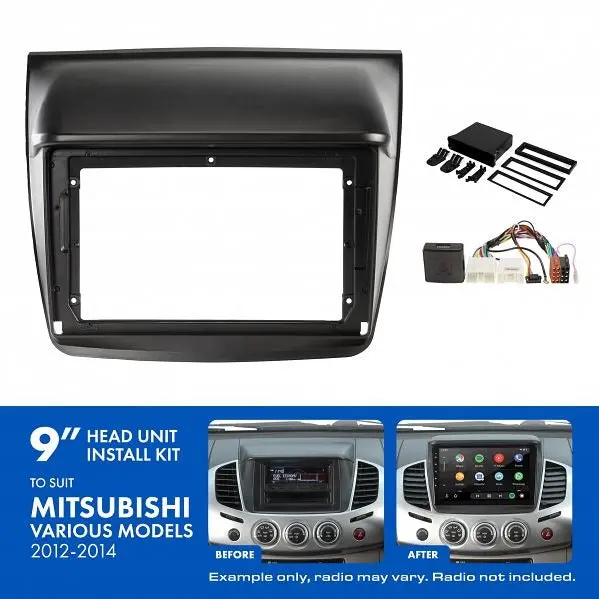 Aerpro Akmb3 | 9" Install Kit Suit Mitsubishi Triton & Challenger 2012 - 2014 (Compatible With Pioneer Dmh-Ap6650bt & Kenwood Dmx80axs) 1