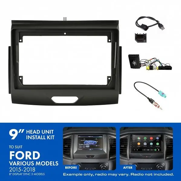 Aerpro Aktfo6 | 9" Install Kit Suit Ford Ranger & Everest 2015 - 2021 (Compatible With Pioneer Dmh-Ap6650bt & Kenwood Dmx80axs) 1