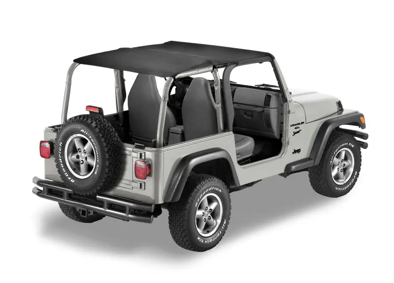 Bestop Header Safari Bikini (F&R): Jeep Wrangler Tj 1997-2002 2.5L / 4.0L I6 - Black Denim 1