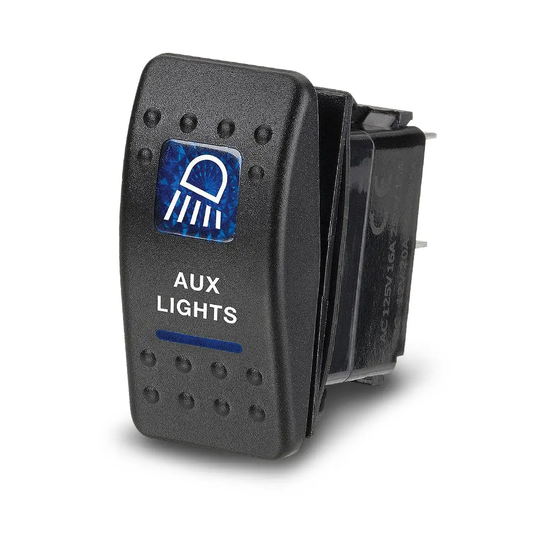 Narva 63144Bl | Switch Off/On Spdt | Sealed Rocker  12V Blue Illuminated Aux Lights Symbol (Contacts Rated 20A @ 12V) 1