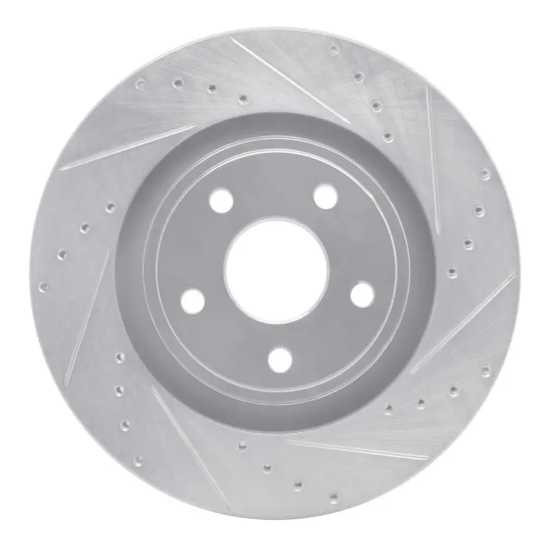 R1 Concepts Front Right Brake Rotor Drilled & Slotted (Front): Jeep Grand Cherokee 2005-2010 6.1L Srt8 - Silver 1