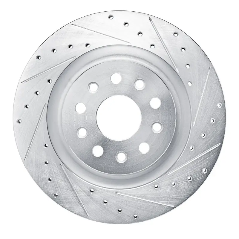 R1 Concepts Drilled & Slotted Brake Rotor (Rear Right): Fits Jeep Grand Cherokee 2011-2026 2.0L/3.6L/5.7L - Silver 1