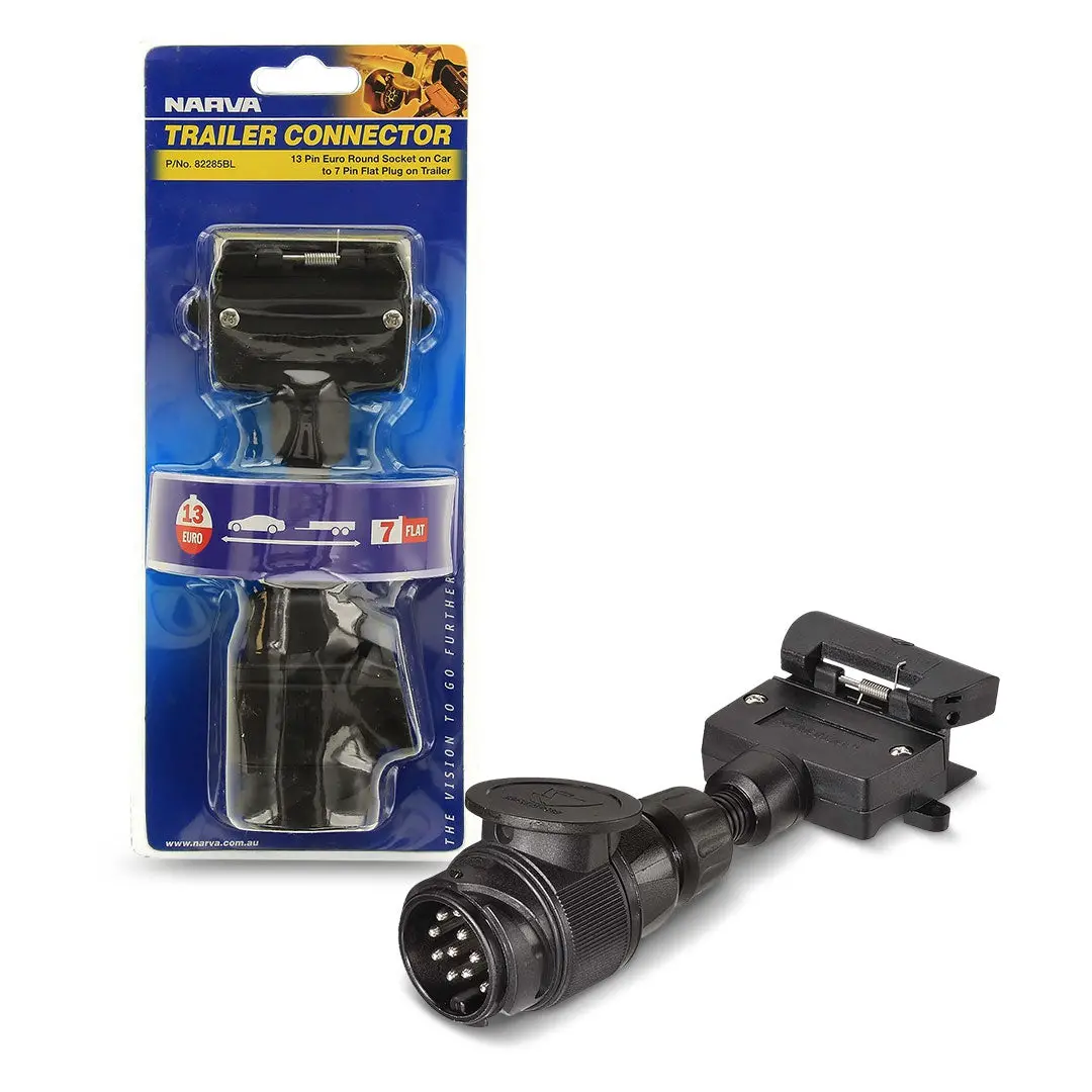 Narva 82285Bl | 13 Pin Euro To 7 Pin Flat Trailer Socket Heavy-Duty Adapter For Caravans & Trailers 1