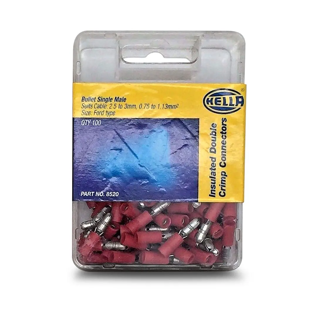 Hella 8520 | Crimp Terminal | Male Bullet Red Terminal Entry 3Mm Vinyl 100 Pce 1
