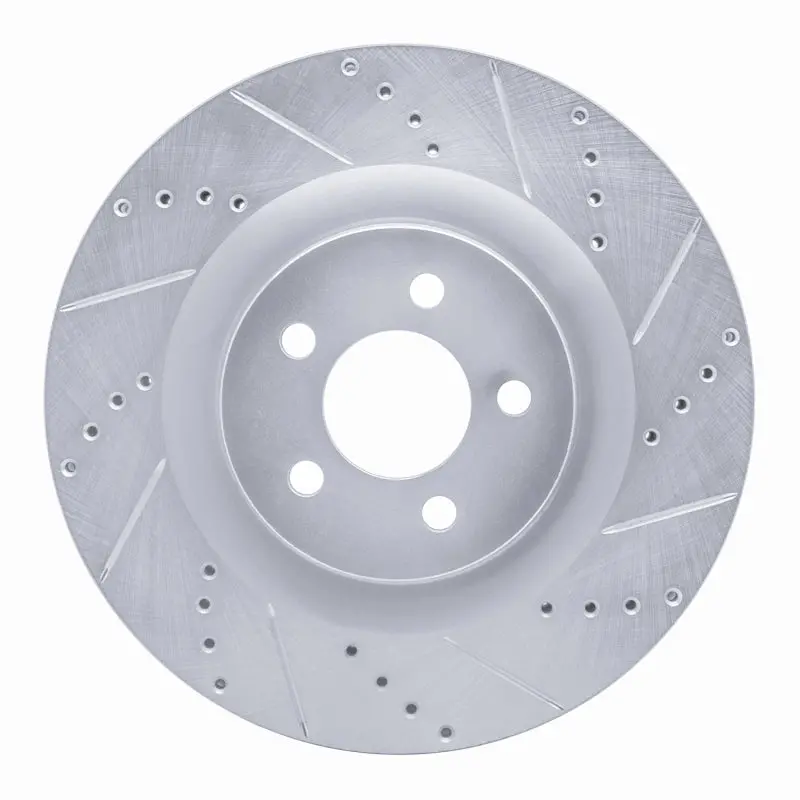 R1 Concepts Drilled & Slotted Brake Rotor (Front Right): Fits Dodge Challenger / Charger / Chrysler 300 2005-2023 W/ Silver 1