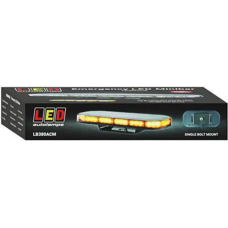 Led Autolamps Lb380acm 12/24V Amber Emergency Mini Light Bar Clear Lens With Amber Leds 18 Selectable Flash Patterns 1