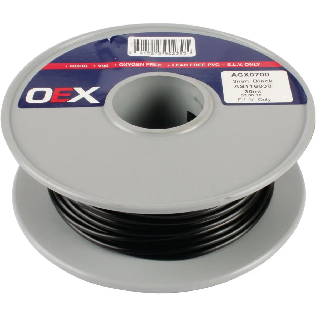 Oex Acx0700 3Mm Single Core Automotive Cable, Black - 30M Roll 1