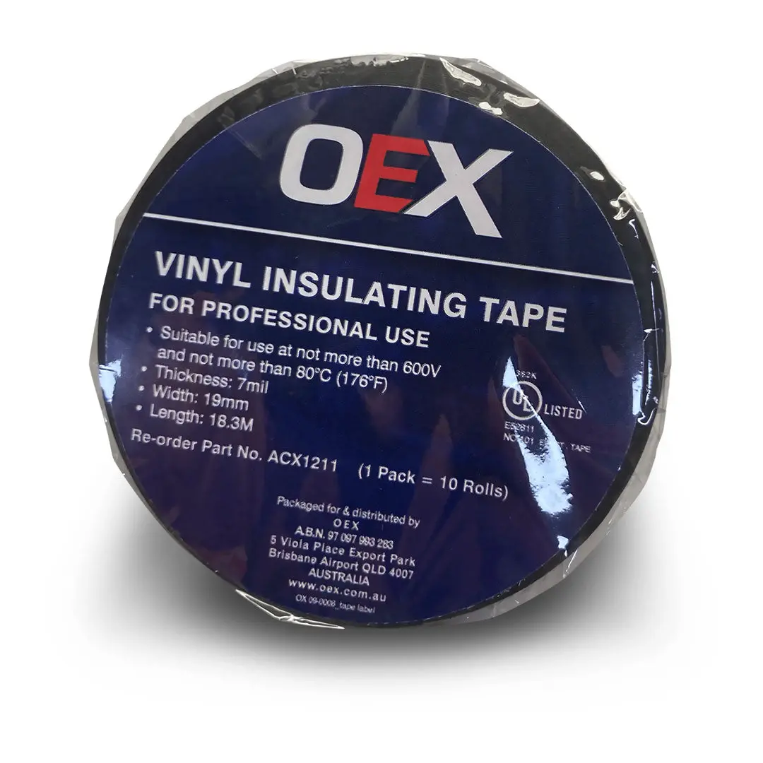Oex Acx1211 | 19Mm 18.3M Insulation Tape | Adhesive Pvc 10Pkt 1