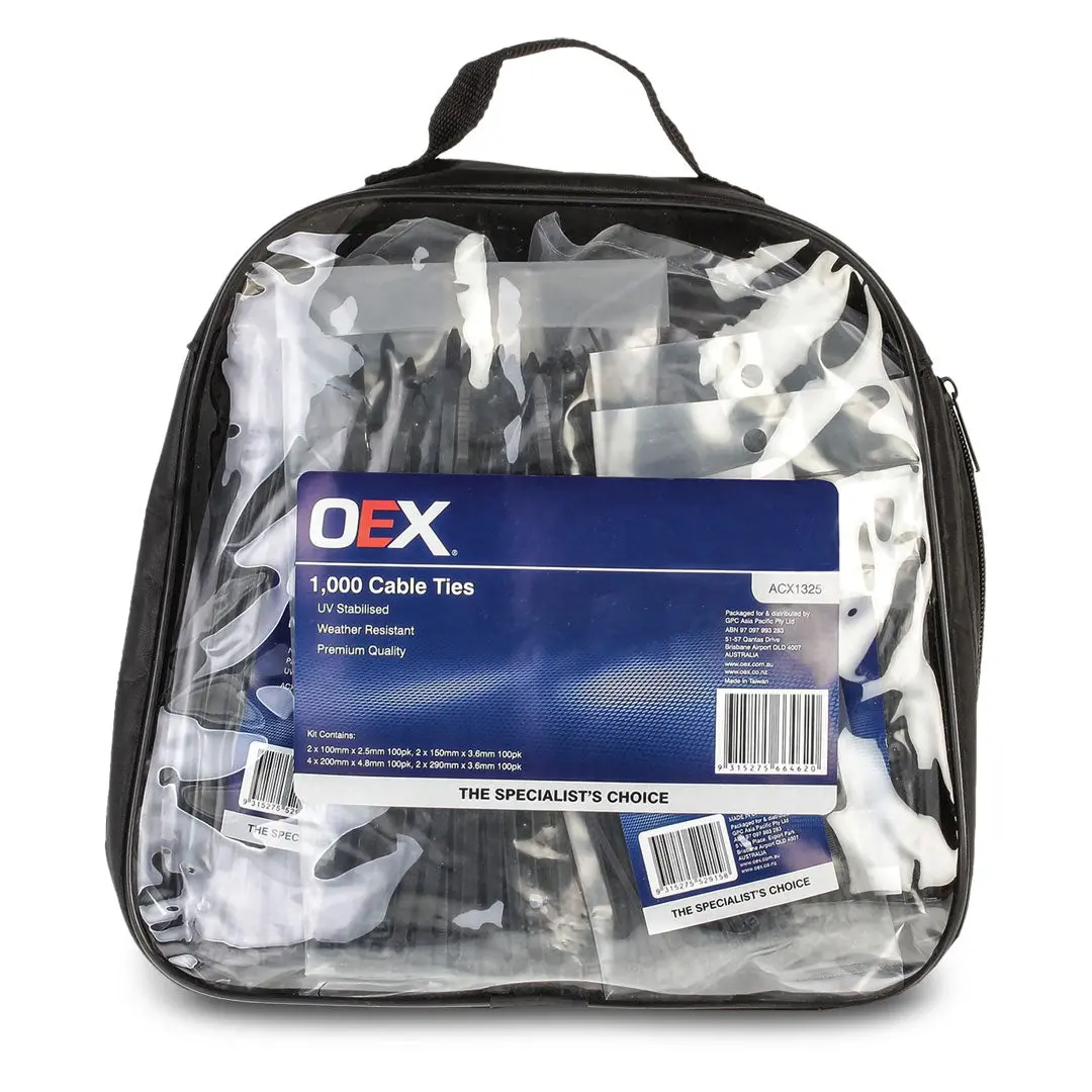Oex Acx1325 | 1000Pc Black Nylon Cable Tie Kit – Heavy Duty, Uv-Resistant, Multi-Size Assortment 1