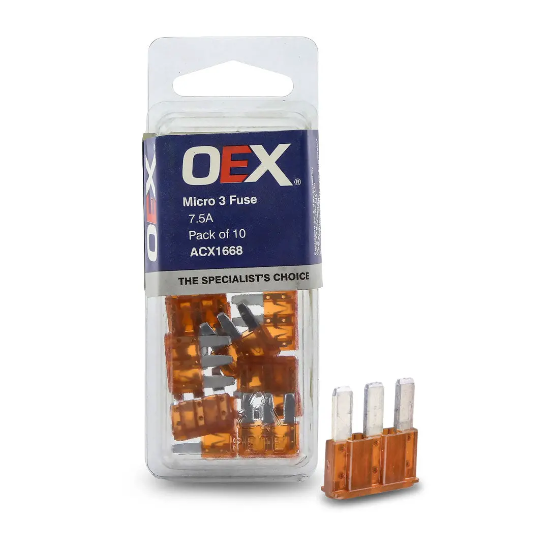Oex Acx1668 | 7.5A Fuse | Micro 3 Blade Brown - Pack Of 10 1