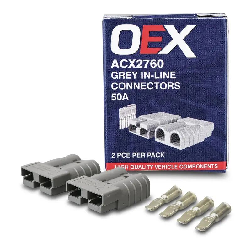 Oex Acx2760 50A Genuine Anderson Plug Connector Grey - 1 Pair With Terminals 1