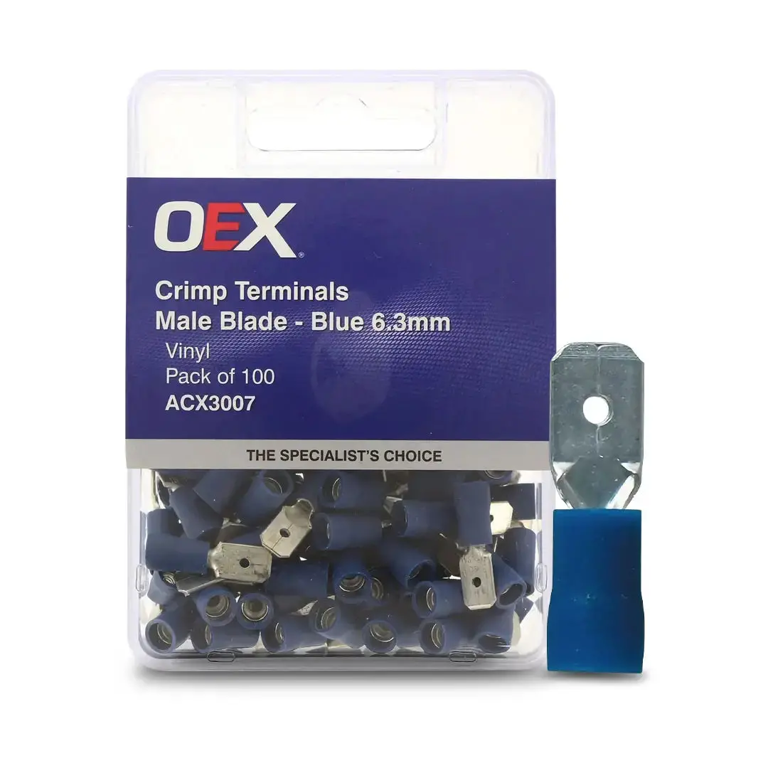 Oex Acx3007 Crimp Terminal Male Blade Blue Entry 6.3 X 0.8Mm Vinyl 100 Pce 1