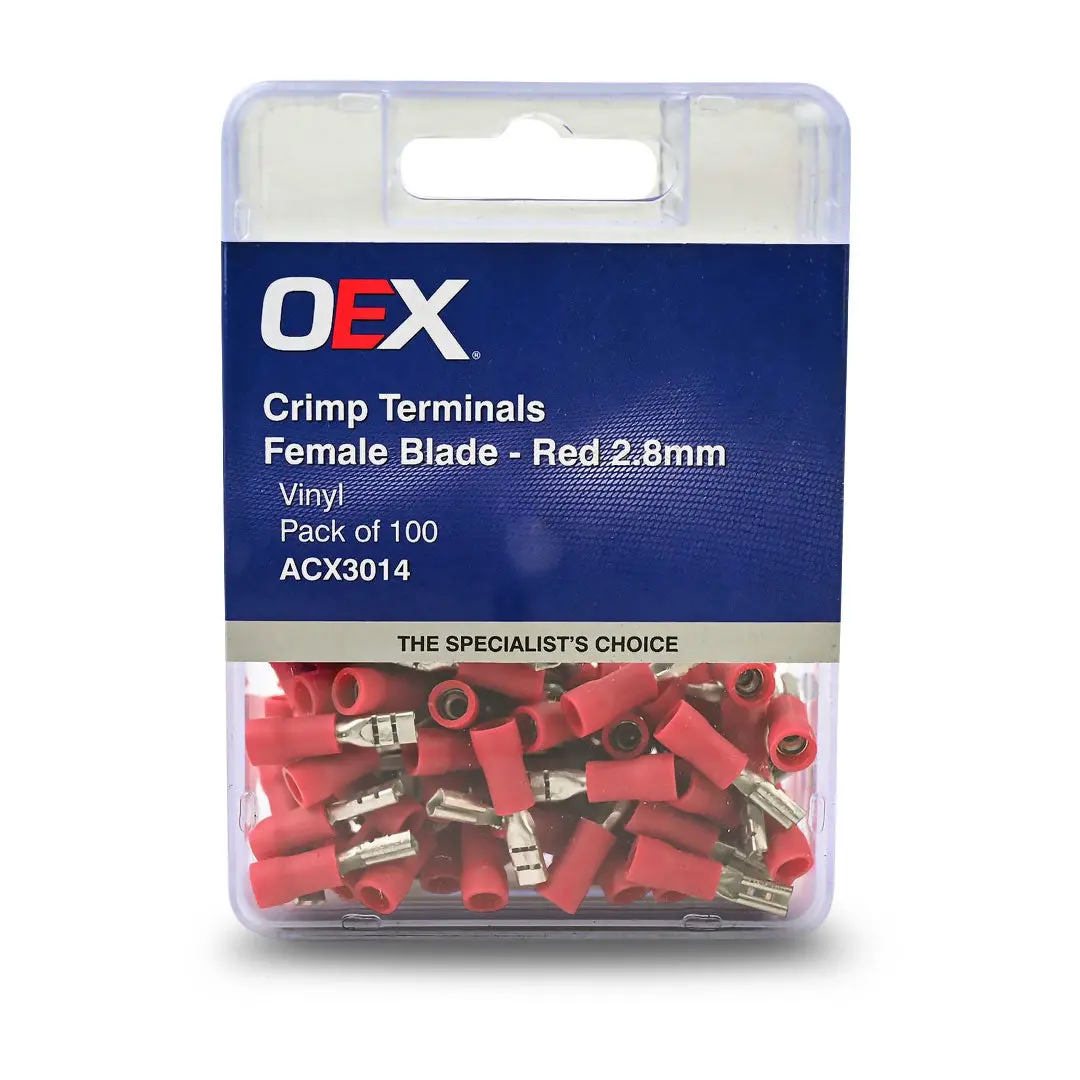 Oex Acx3014 | 2.8 X 0.8Mm Terminal Blade | Female Crimp Red Terminal Entry  Vinyl 100 Pce 1