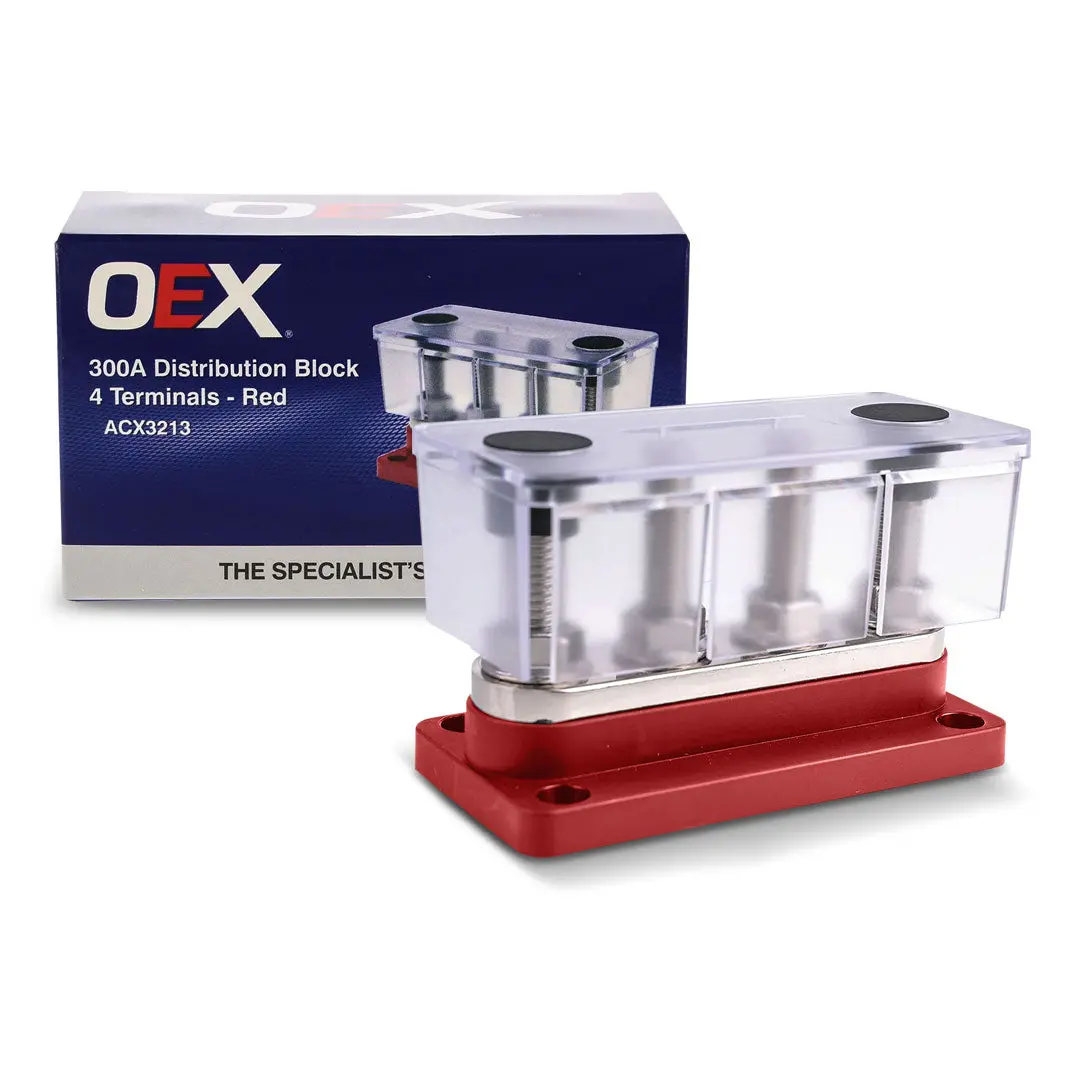 Oex Acx3213 300A Distribution Block 4 Terminals Red 1